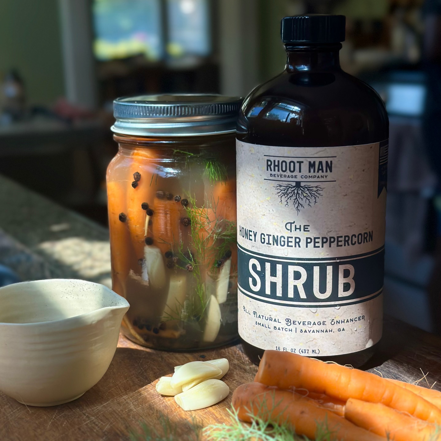 Honey Ginger Peppercorn Pickled Carrots