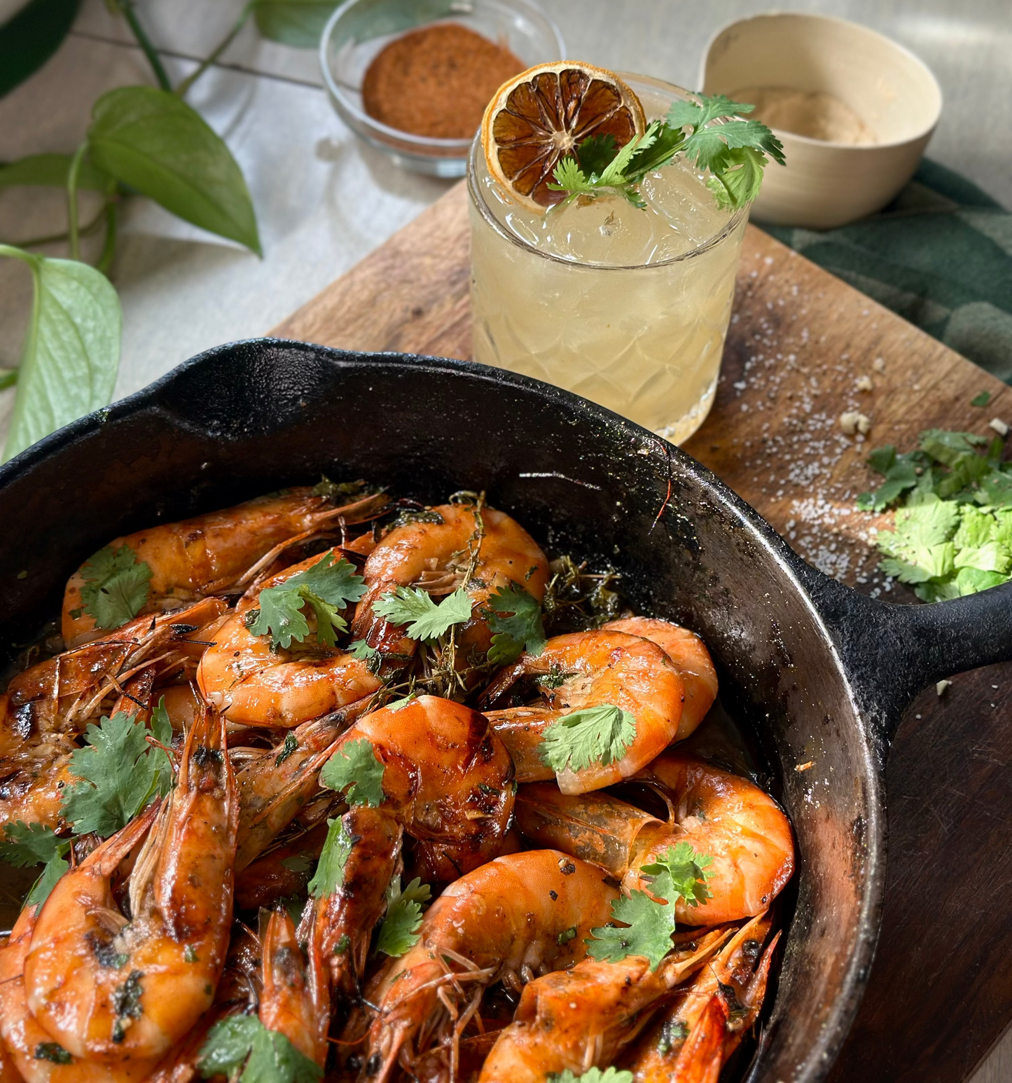 Pineapple Cilantro Cast-Iron Grilled Shrimp