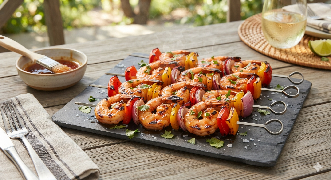 Jala Peach-Glazed Shrimp Skewers